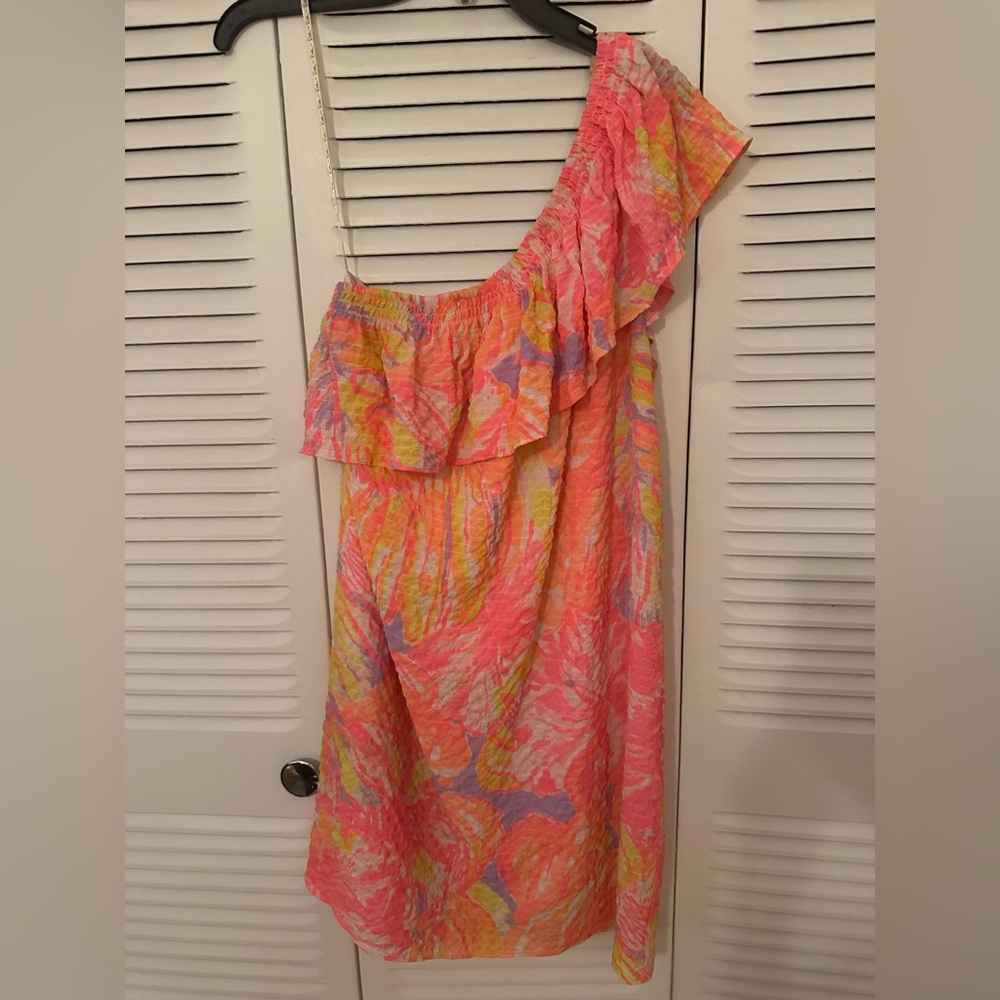 Lilly Pulitzer Pink and Orange One-Shoulder Dress